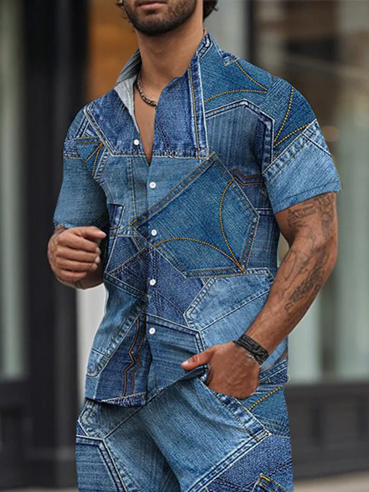 Stylish Denim-Look Printed 2-Piece Set - Image 15