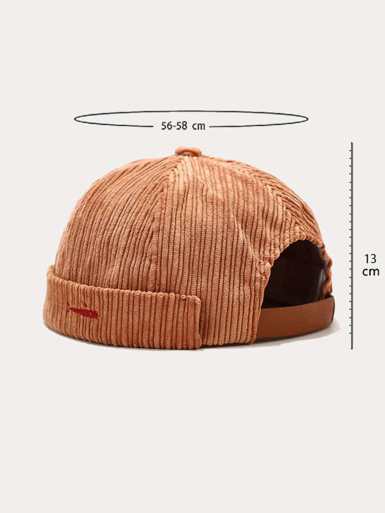 Stylish Fish Embroidery Corduroy Brimless Hat - Image 6