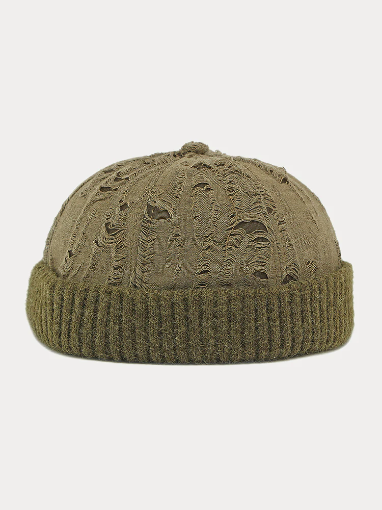 Stylish Knit Distressed Beanie Hat - Image 3