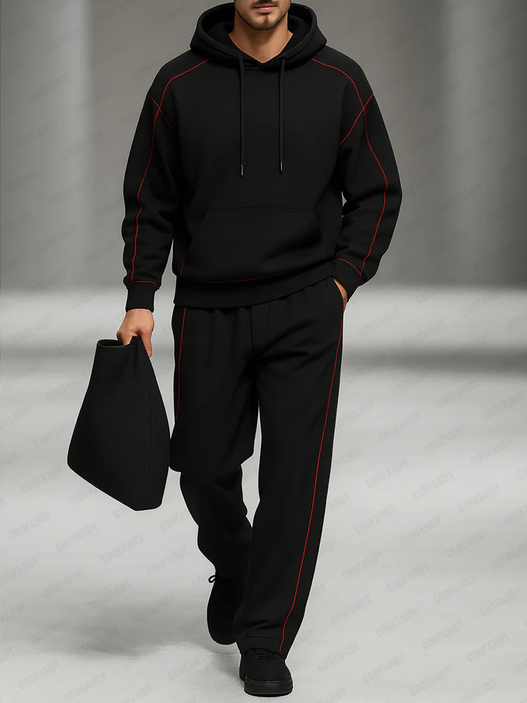 Stylish Lines Design Sweatshirt Set