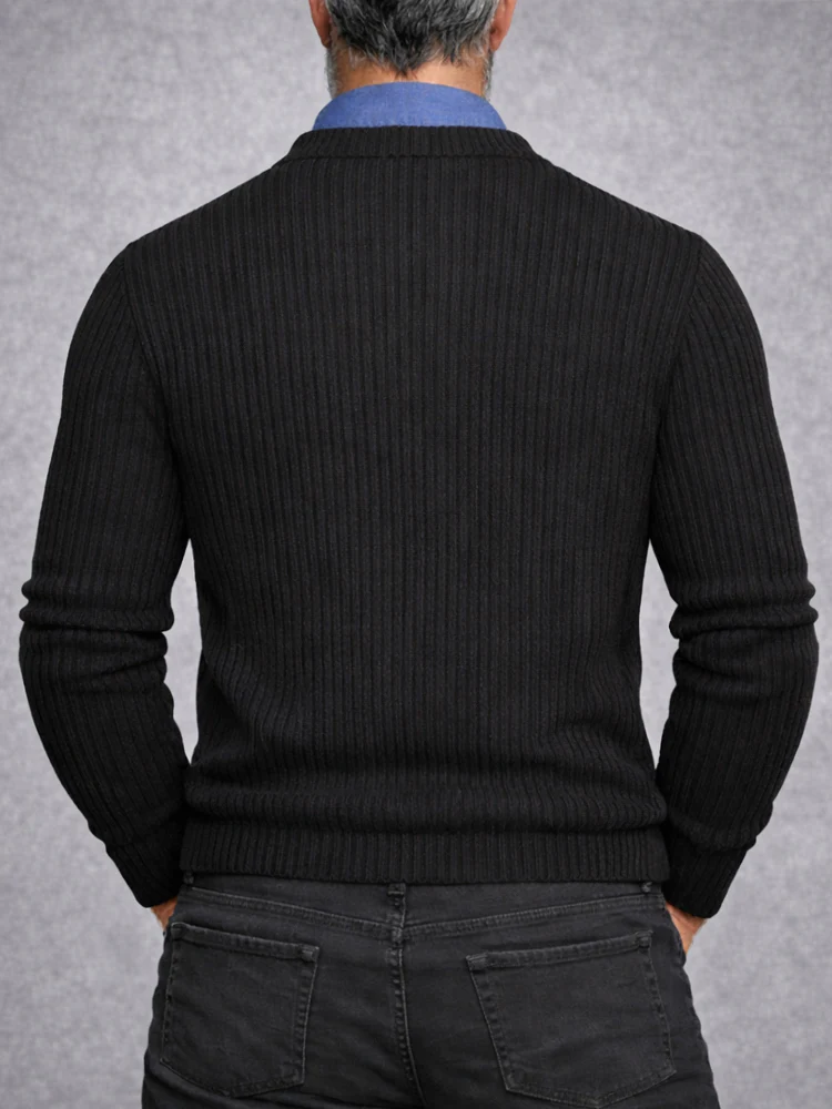 Stylish Scarf Neck Fake Two-Piece Knit Shirt - Image 3