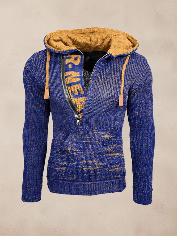 Stylish Splicing Knit Pullover Hoodie - Image 4