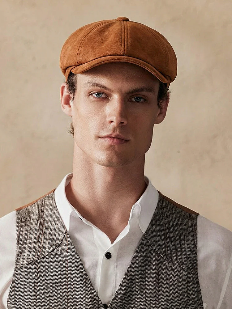 Stylish Suede Newsboy Cap - Image 4