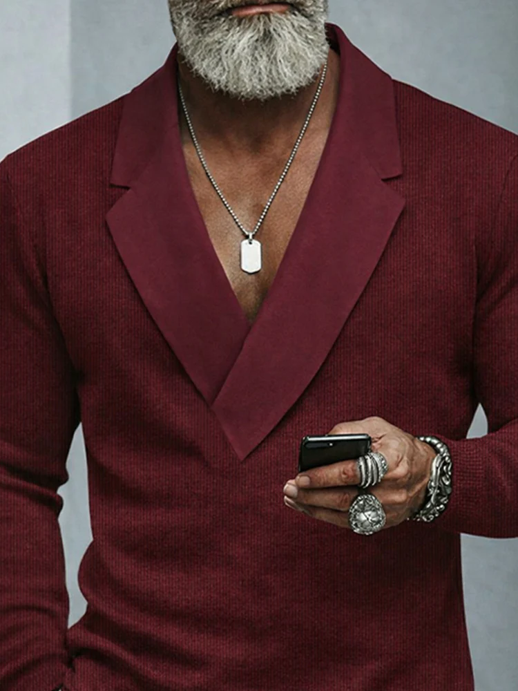 Stylish Suede Panel Collar Knitted Top - Image 3
