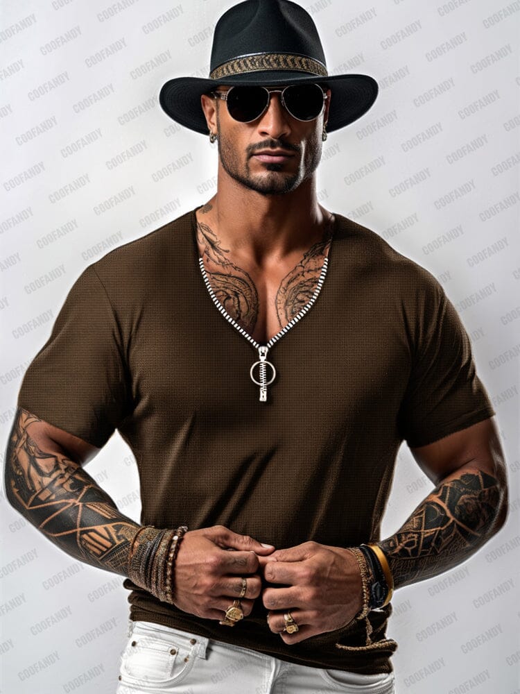 Stylish Textured Zip Design Top - Image 2