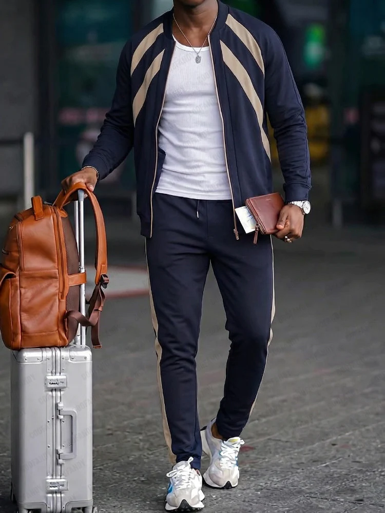 Stylish Two-Tone Jacket Pants Set