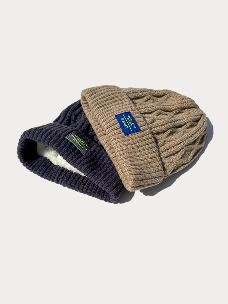 Stylish Warm Label Fleece Knit Beanie - Image 9