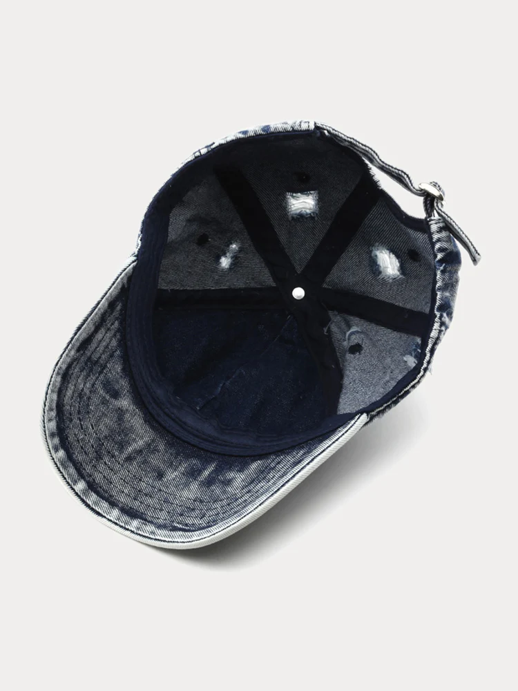 Summer Distressed Ripped Denim Baseball Cap - Image 10