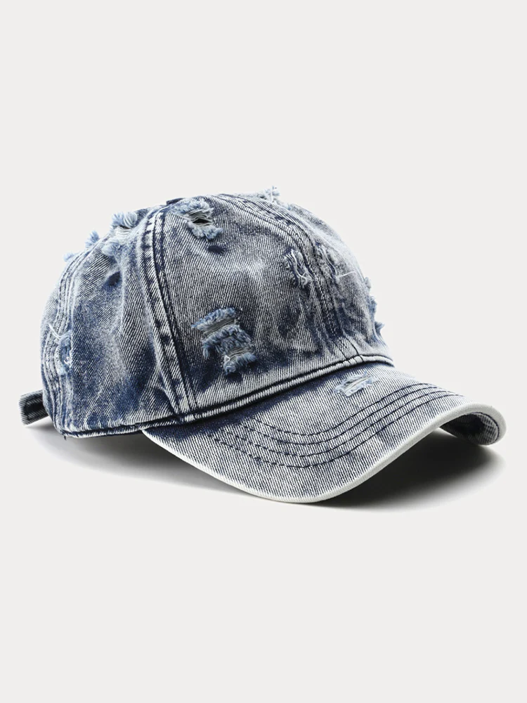 Summer Distressed Ripped Denim Baseball Cap - Image 6