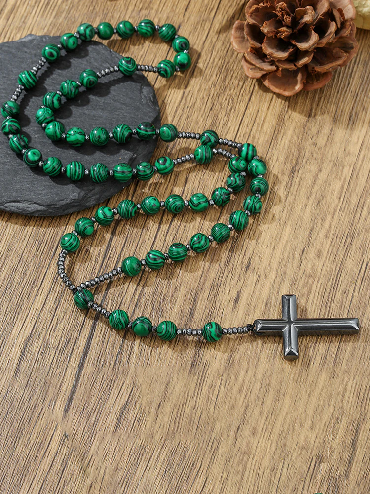Tiger Beaded Cross Pendant Necklace - Image 11