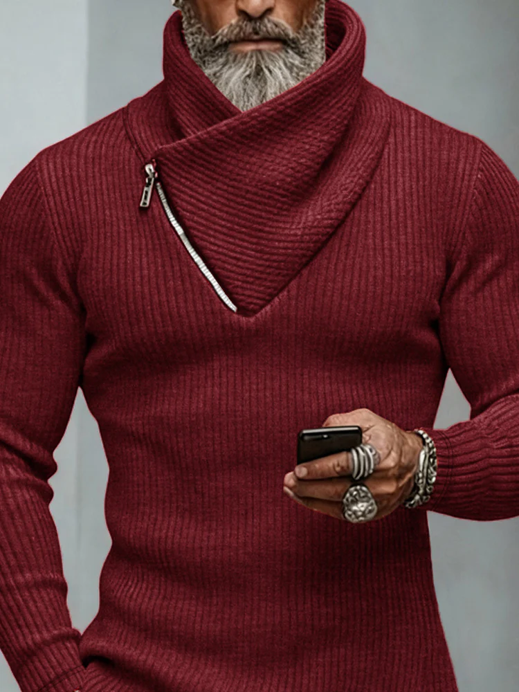 Trendy Asymmetric Knit Designer Sweater - Image 3