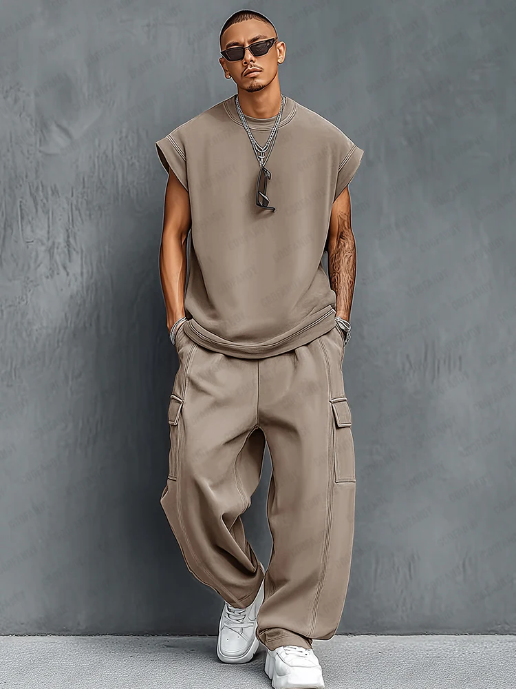 Trendy Athleisure Tank Top Balloon Pants Set - Image 2