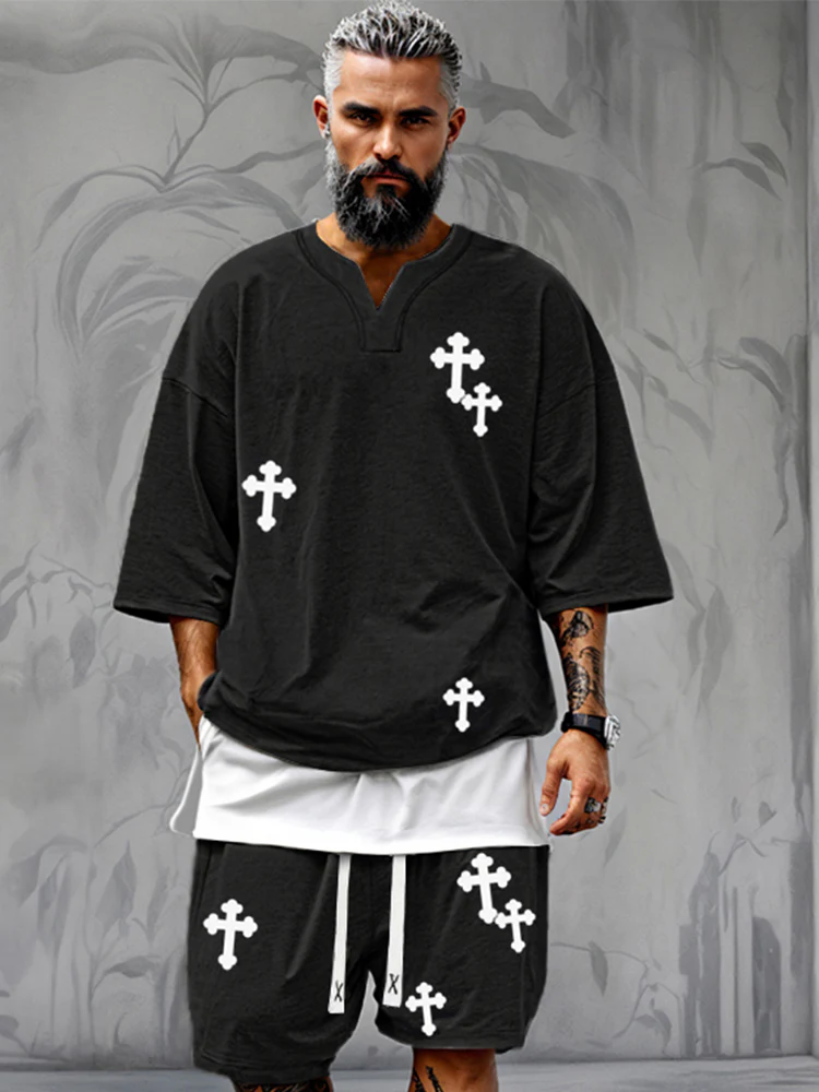 Trendy Cross Pattern Sports Set - Image 3