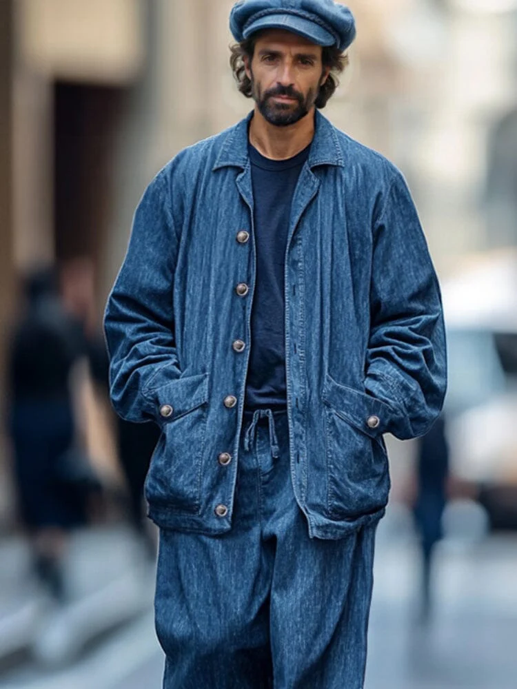 Trendy Denim Jacket Pants Set - Image 3