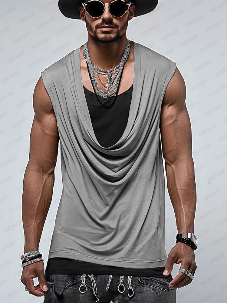 Trendy Drape Collar Sleeveless Top - Image 2