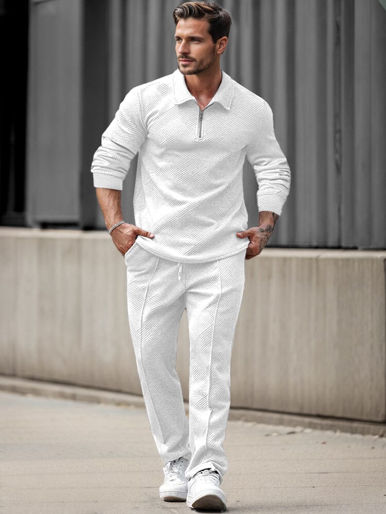 Trendy Jacquard Textured Athleisure Set - Image 6