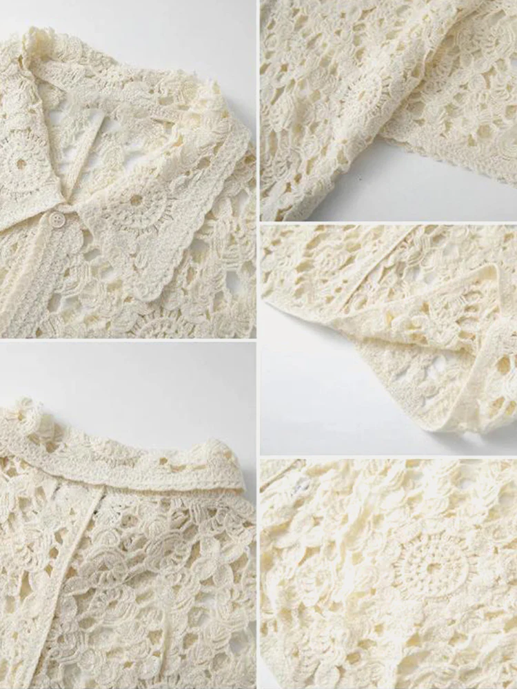 Trendy Openwork Crochet Knit Shirt - Image 12