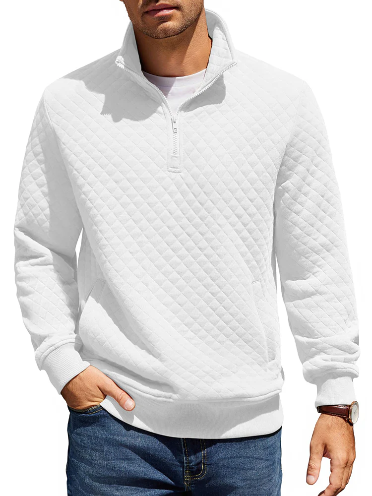 Trendy Quarter Zip Pullover Quilted Sweatshirt (US Only) - Image 4