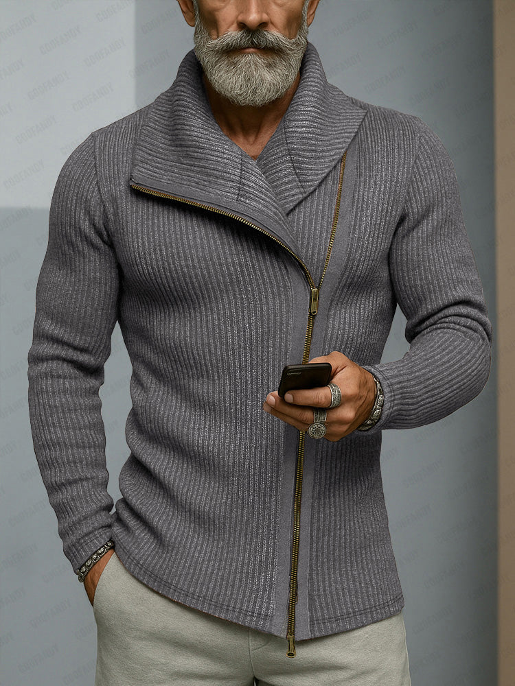 Trendy Slant Placket Knit Cardigan - Image 4