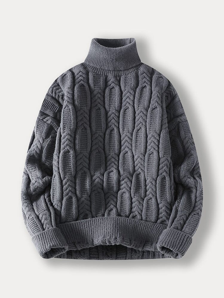 Turtleneck Cable Knit Sweater - Image 7