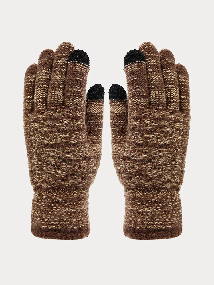 Two-Tone Knit Gloves Beanie Scarf 3-in-1 Set - Image 10