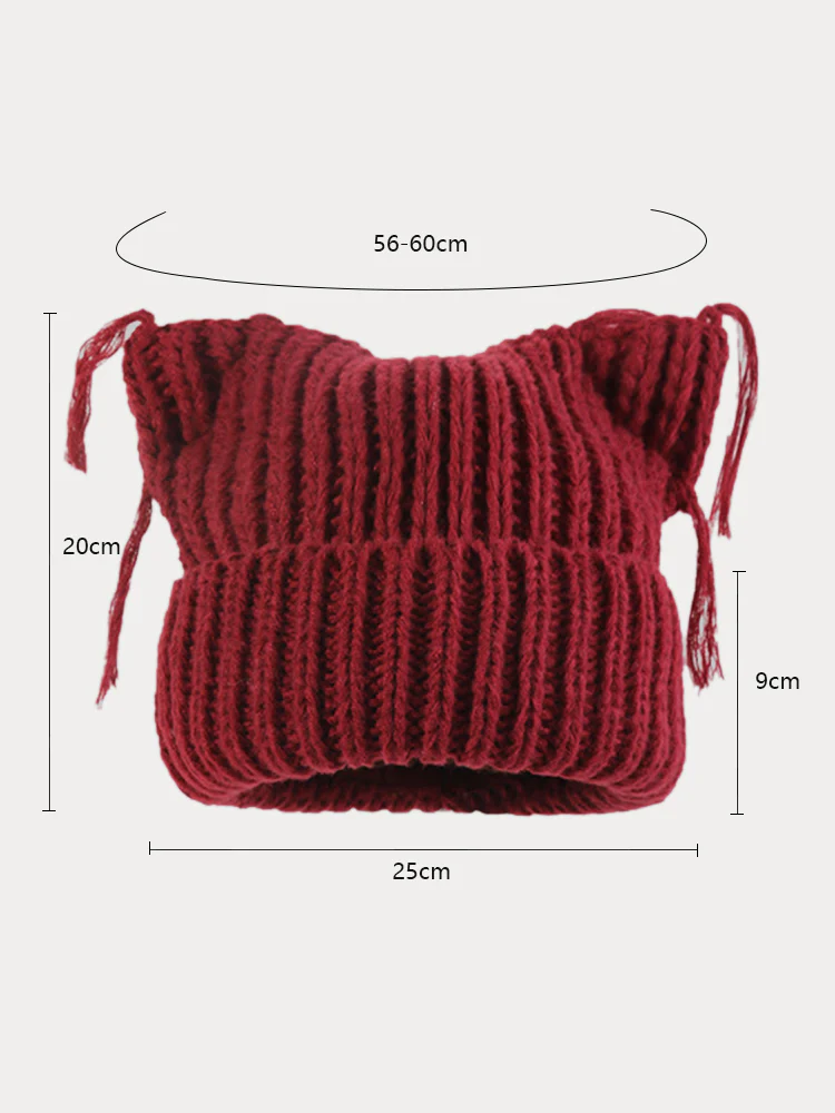 Unique Cats Ear Tassels Knit Beanie - Image 7