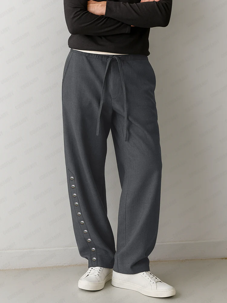 Unique Decorative Shell Buttons Pants - Image 2