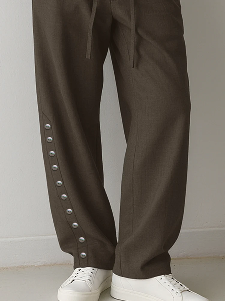 Unique Decorative Shell Buttons Pants - Image 4