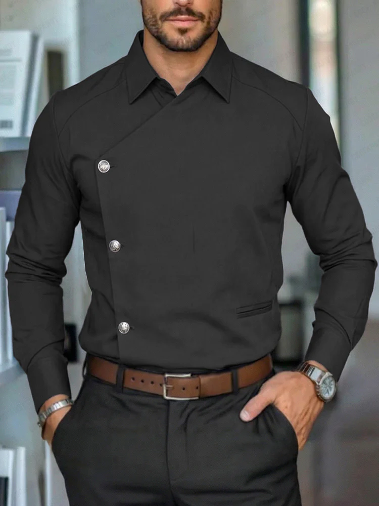 Unique Slant Placket Design Cotton Shirt - Image 2
