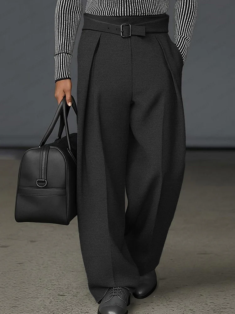 Urban Casual Belted Suit Pants - Image 2