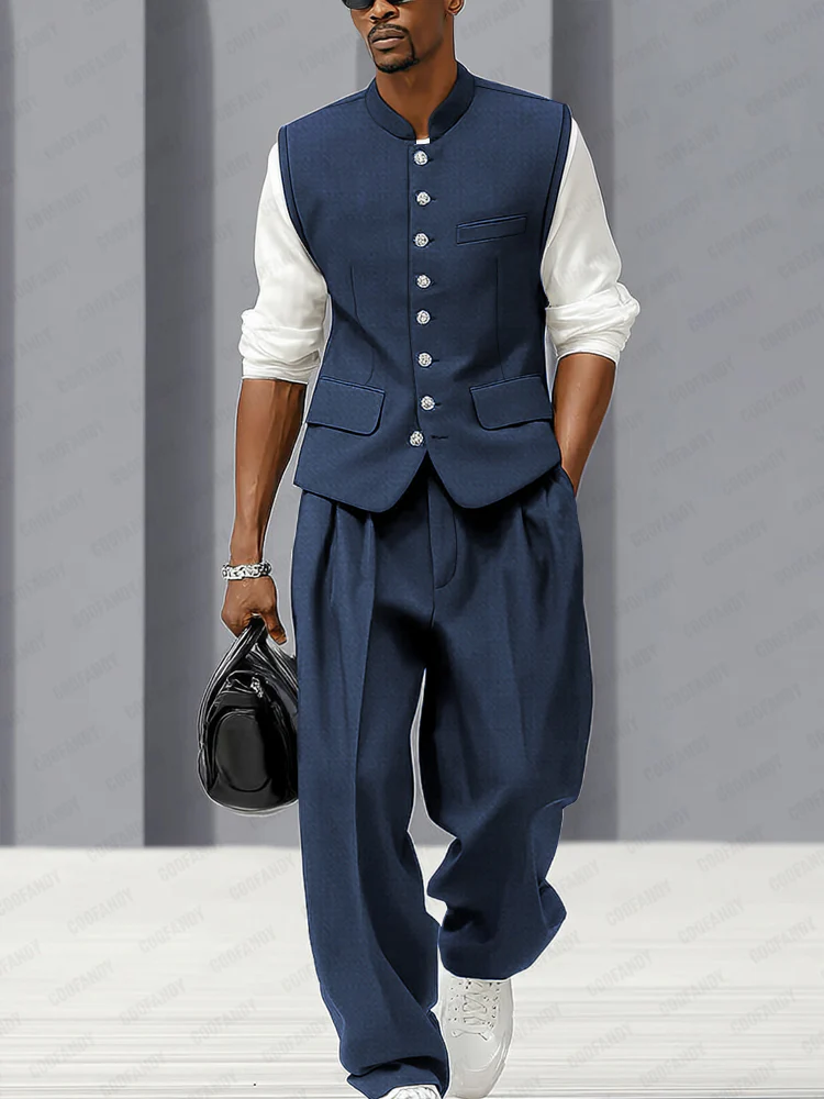 Urban Casual Thin Suit Vest and Pants Set - Image 2