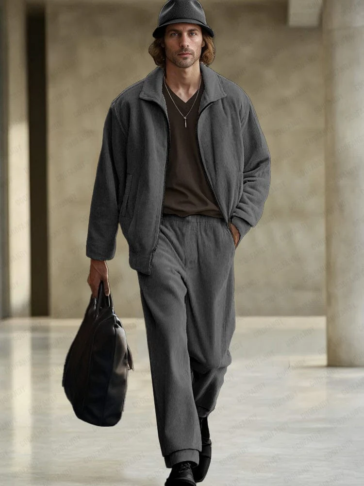 Urban Casual Twill Matching Sets - Image 2