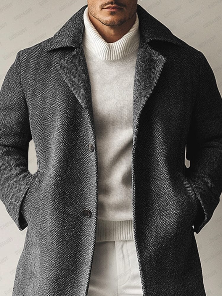 Urban Herringbone Tweed Overcoat - Image 4