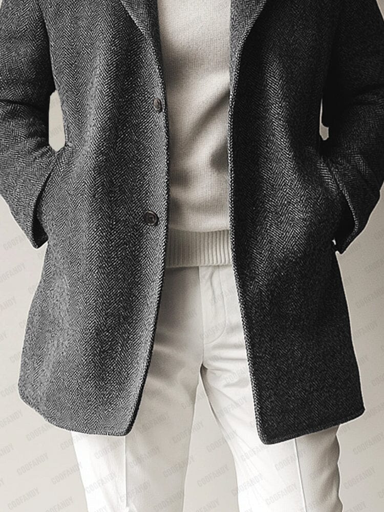 Urban Herringbone Tweed Overcoat - Image 5