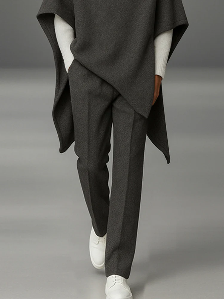 Urban Turtleneck Cloak Cape and Pants Set - Image 4