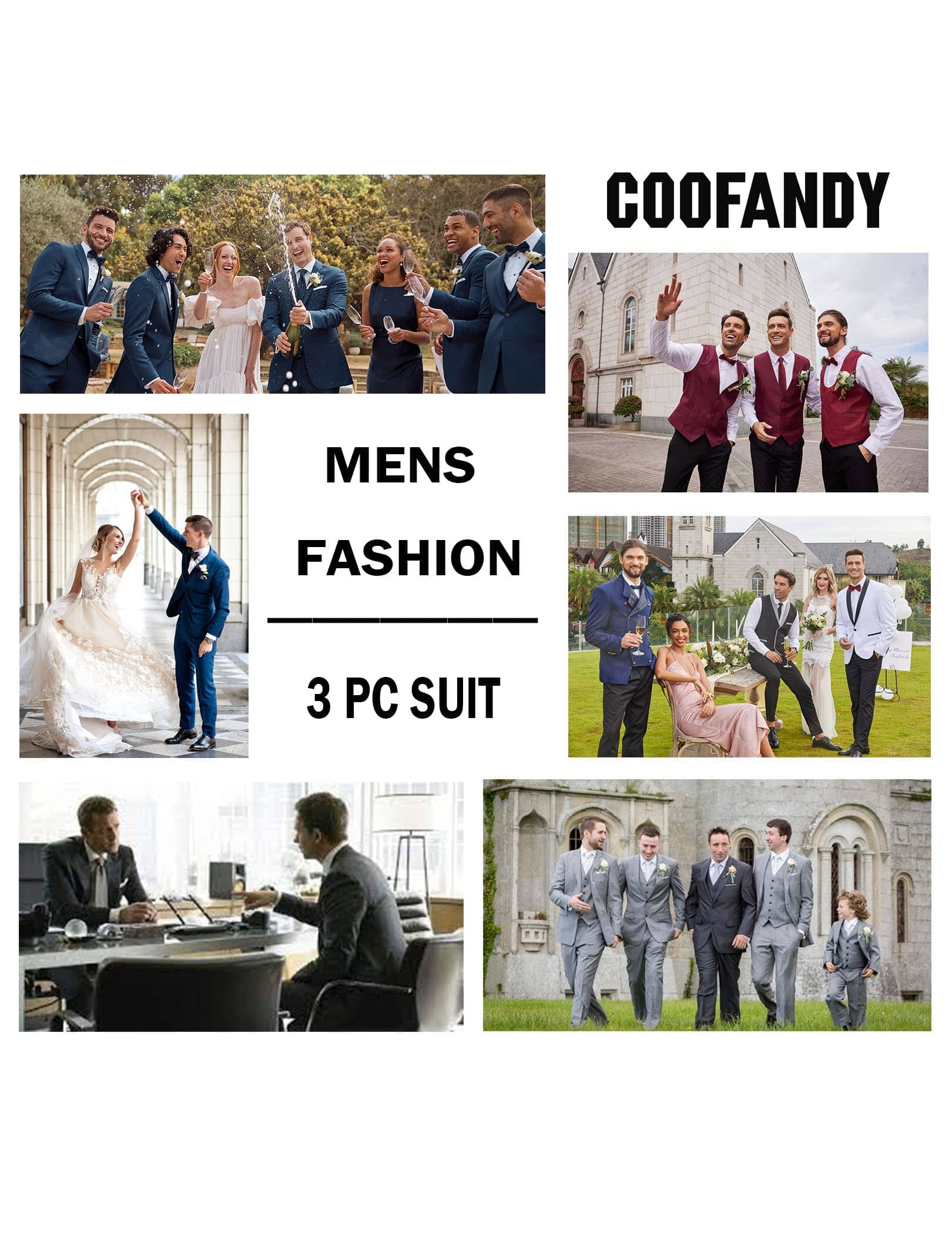 3 Piece Suits Set Tuxedo Prom Blazer Vest Pants Set (US Only) - Image 10