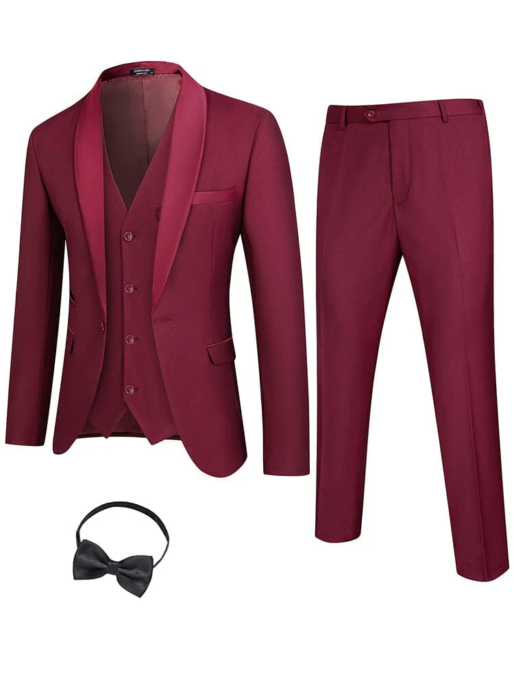 4 Pieces Suit Shawl Lapel Tuxedo Slim Fit Set (US Only) - Image 3