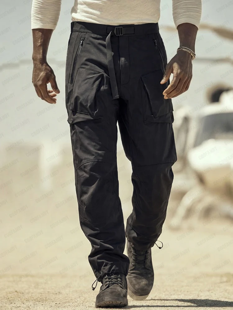 Utiliity Zip Pockets Cotton Cargo Pants - Image 2