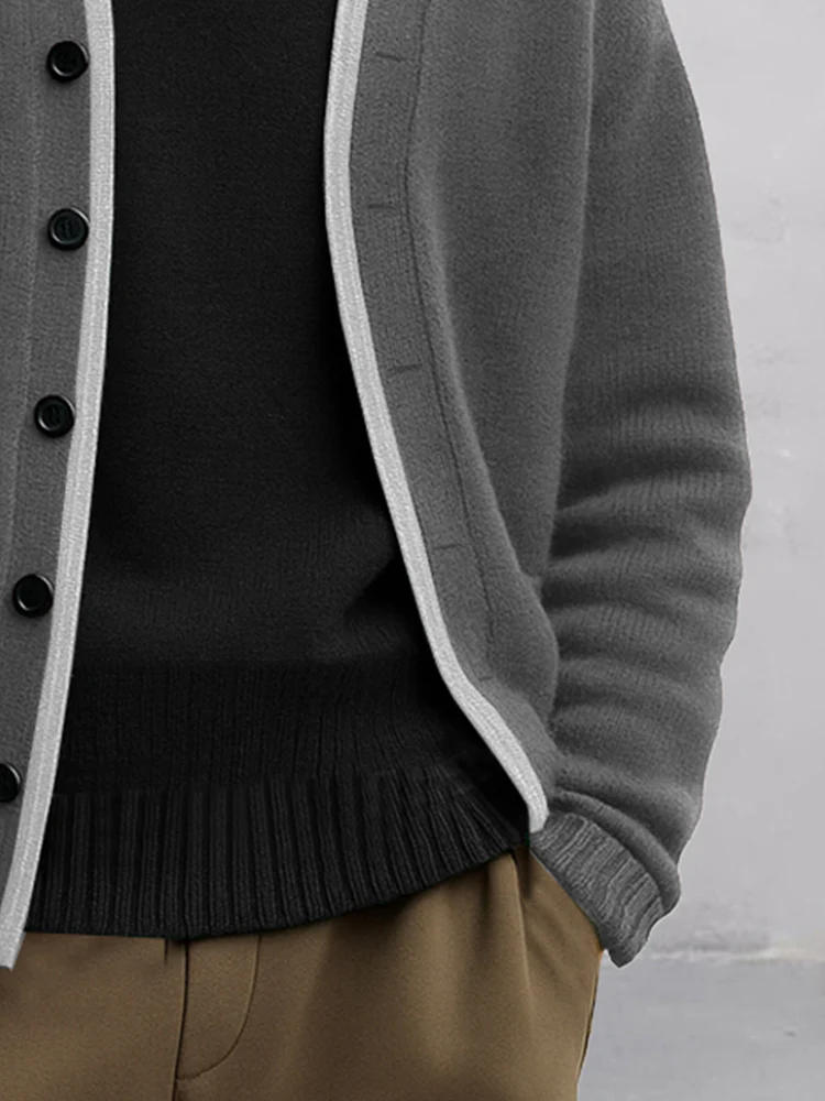 Versatile Contrast Trim Knit Cardigan - Image 4
