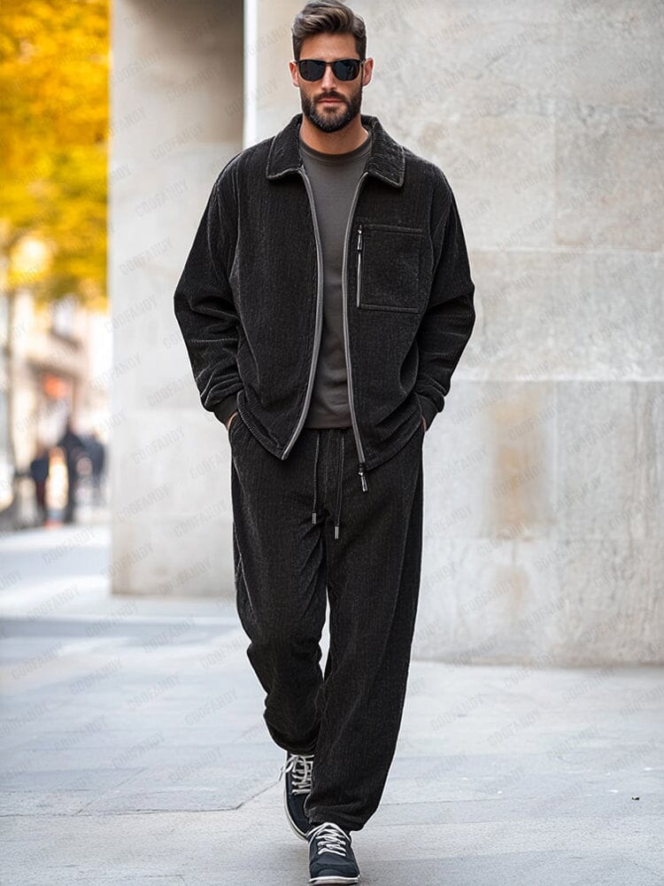 Versatile Corduroy Jacket Pants Set - Image 2