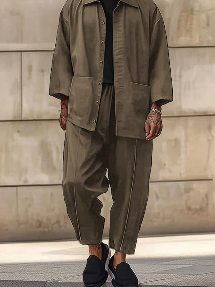 Versatile Cotton Shirt Pants Set - Image 12