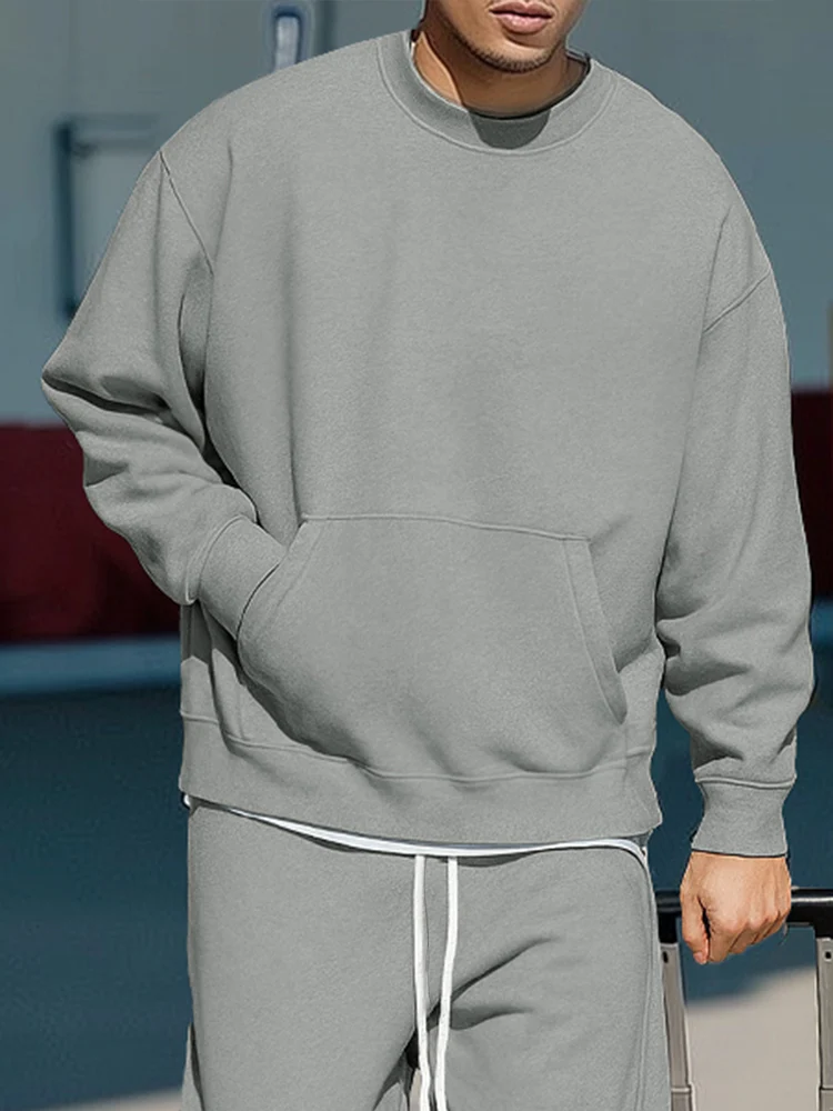 Versatile Relaxed Fit Sweatshirt Pants Set - Image 7
