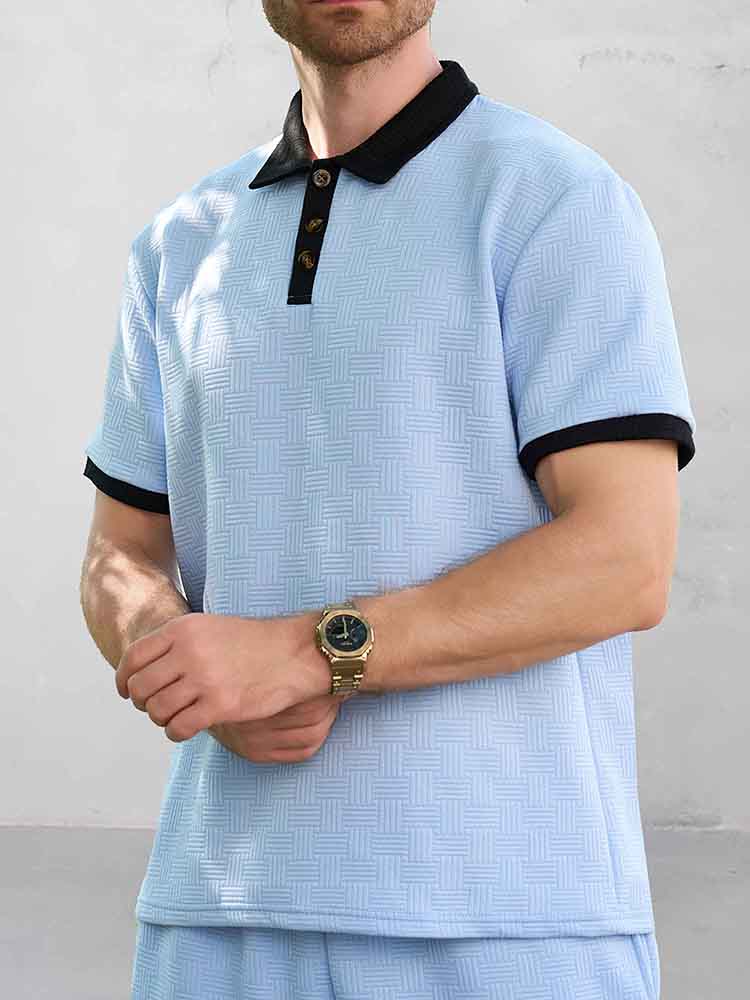 Versatile Style Jacquard Polo Shirt Set - Image 7