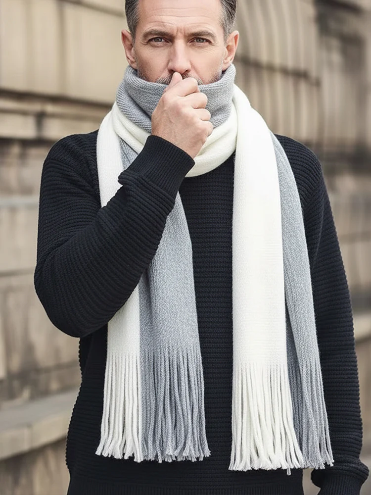 Versatile Two-Tone Warm Scarf - Image 10