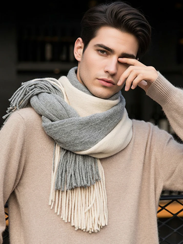 Versatile Two-Tone Warm Scarf - Image 11