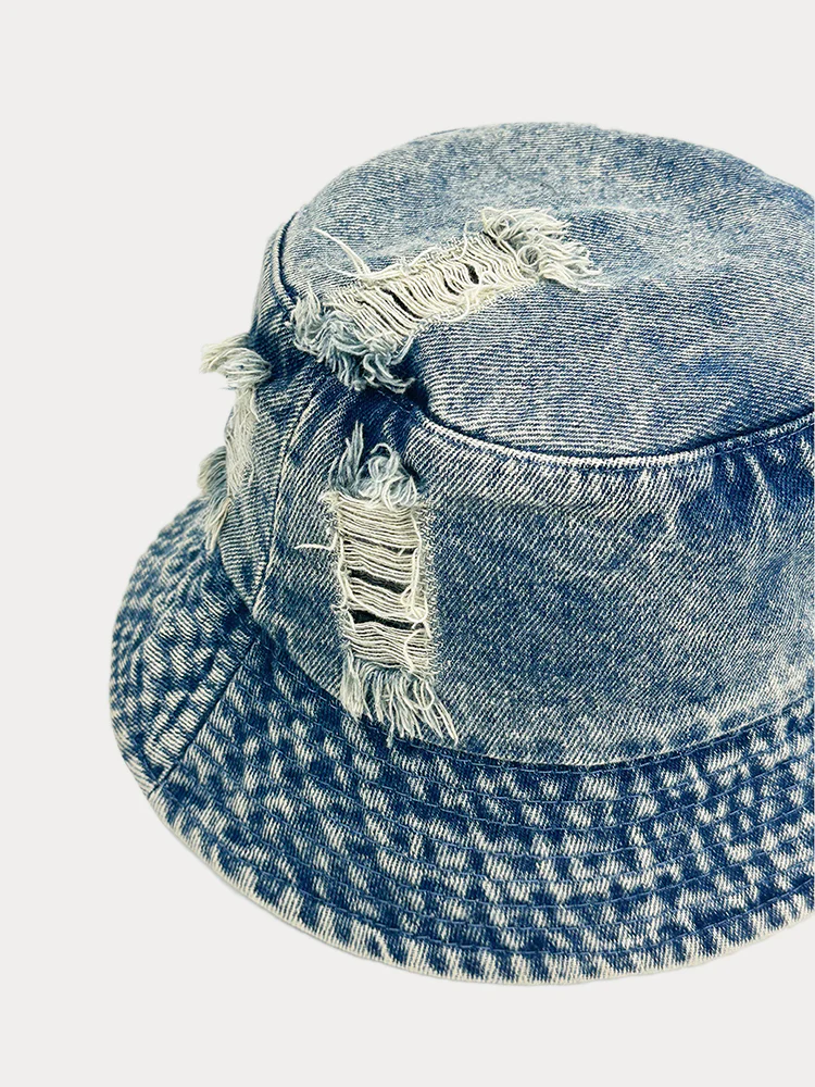 Vintage Distressed Cotton Denim Bucket Hats - Image 11