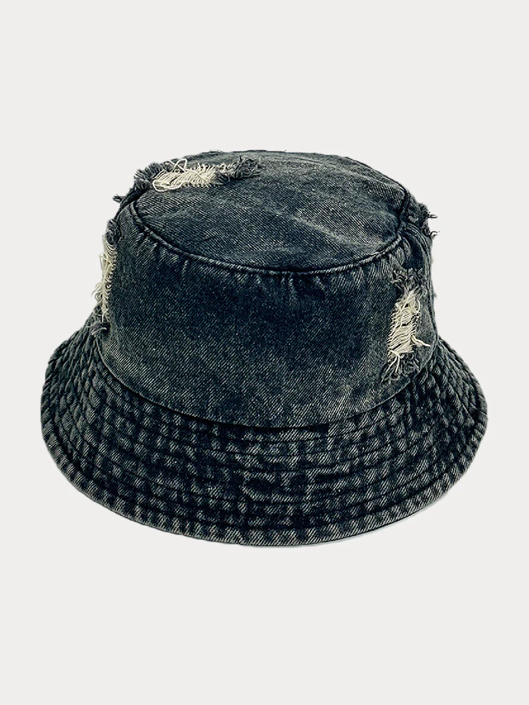 Vintage Distressed Cotton Denim Bucket Hats - Image 2