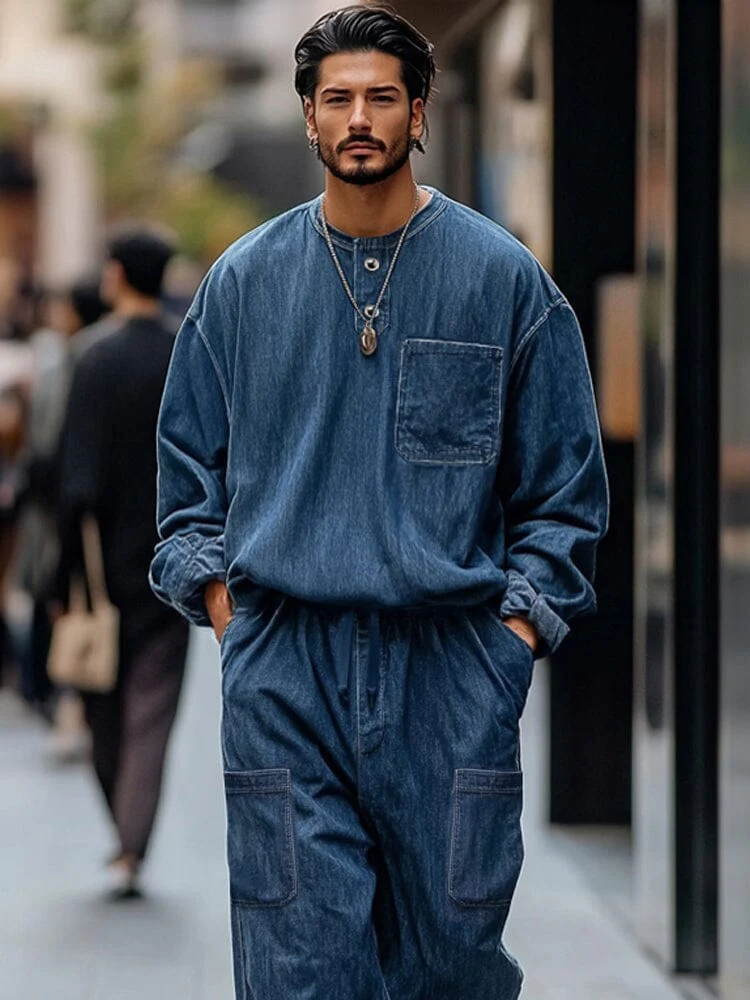 Vintage-Inspired Denim Cargo 2-Piece Set - Image 18