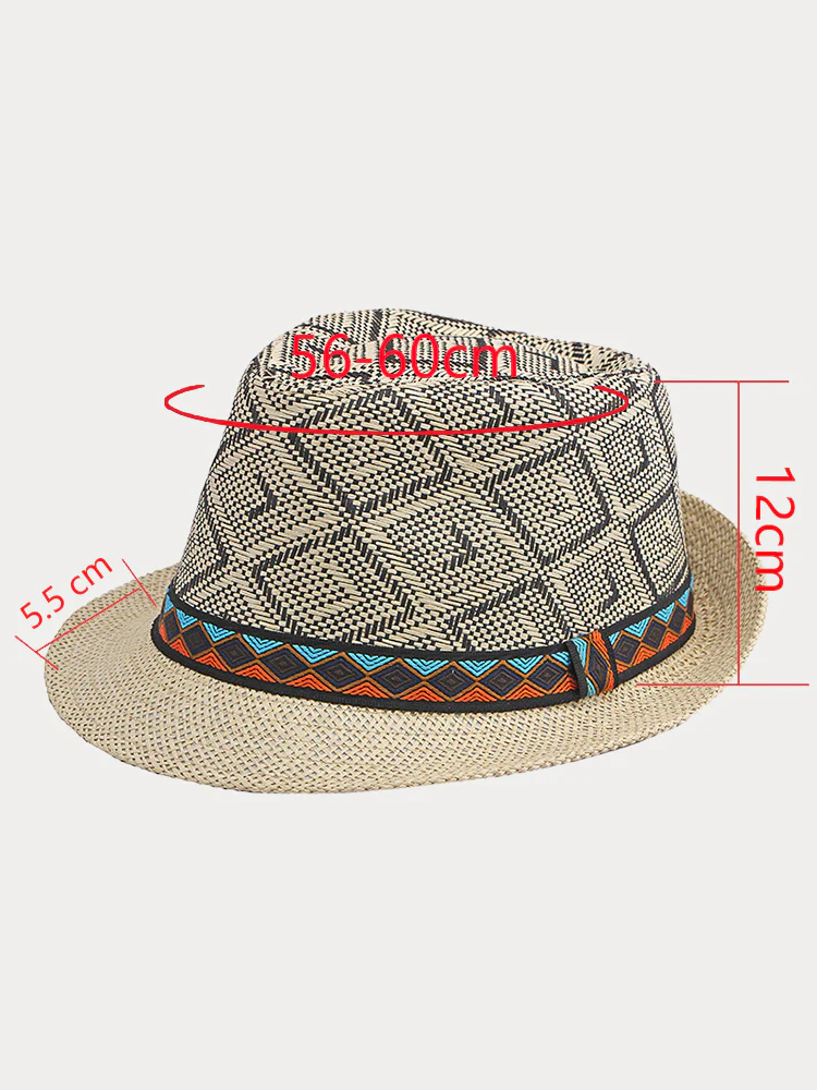 Western Cowboy Straw Sunshade Fedora Hat - Image 6