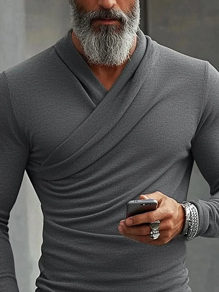 Trendy Cross Neck Long Sleeve Undershirt - Image 5